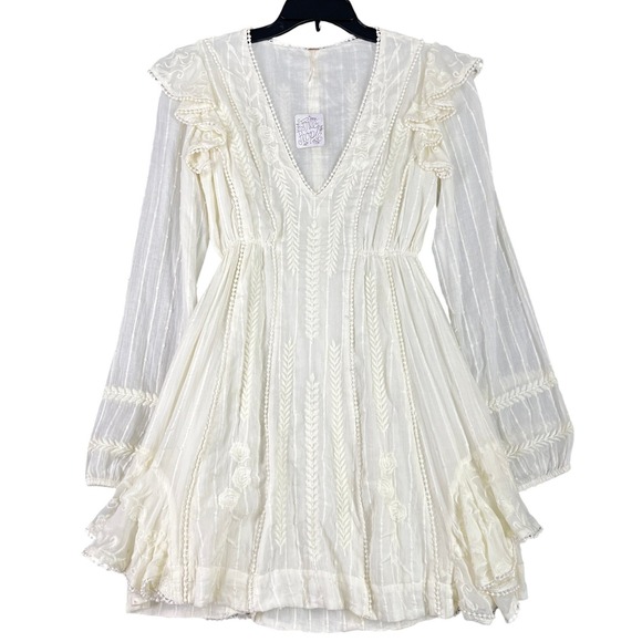 Free People Dresses & Skirts - Free People Boho Cottagecore Coquette Ruffle Mini Dress Women Sz 0